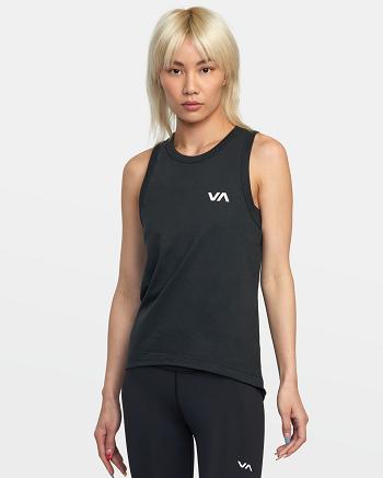 Black 2 Rvca VA Muscle Workout Women's Tanks | UUSND96704