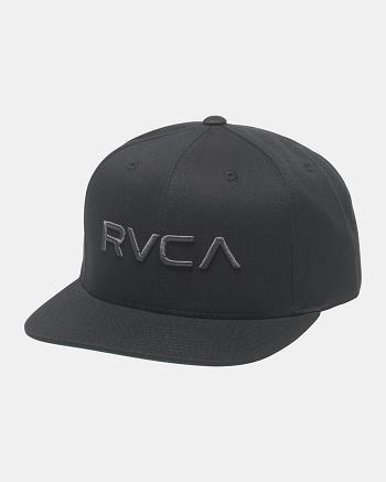 Black/Charcoal Rvca Twill Snapback II Men's Hats | BUSSD91439