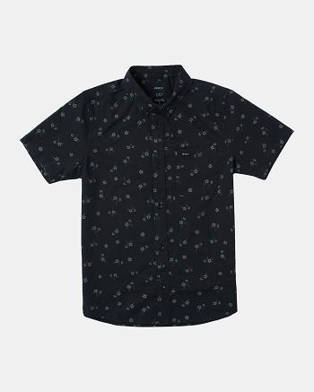 Black Floral Rvca Do Print Short Sleeve Boys' Shirts | USDFL79649