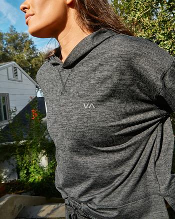 Black Heather Rvca C-Able Cropped Workout Women's Hoodie | BUSSO22688