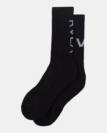 Black Rvca 2 Pack Sport Vent Cushion Crew Men's Socks | USJZR70561