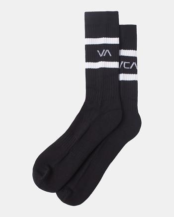 Black Rvca 2 Pack Striped Crew Men's Socks | PUSQX73024