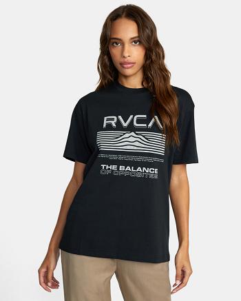 Black Rvca Altimeter Graphic Women's T shirt | USNEJ11220