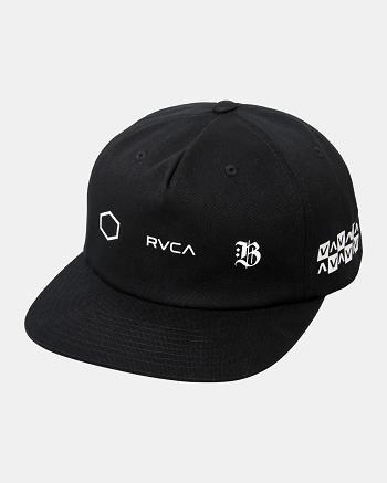 Black Rvca Barron Mamiya Snapback Men's Hats | USIIZ47666