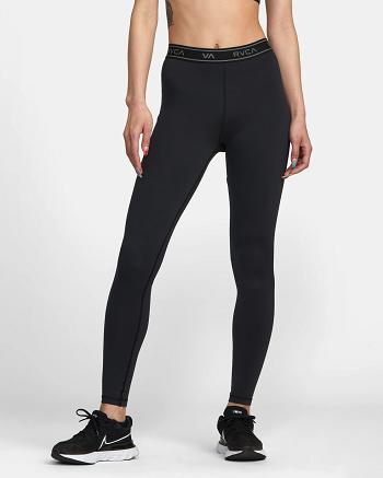 Black Rvca Base Workout Women's Leggings | ZUSMJ65362