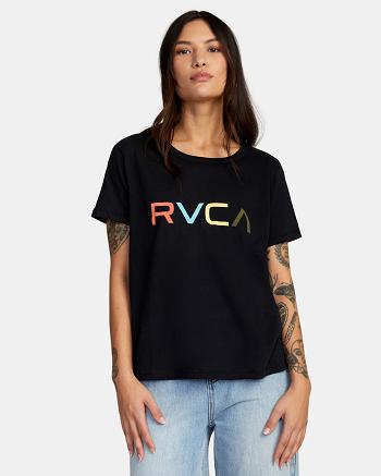 Black Rvca Big RVCA Women's T shirt | EUSVG67291