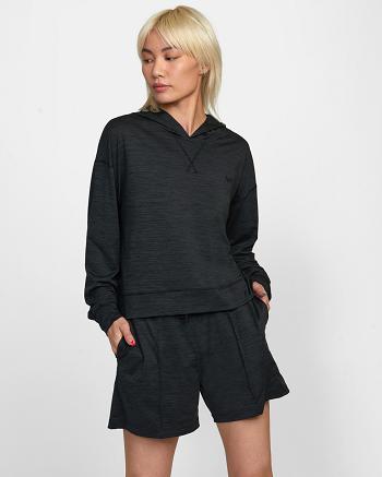 Black Rvca C-Able Cropped Workout Women's Hoodie | QUSUV74722