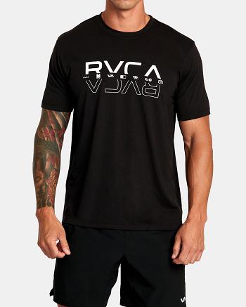 Black Rvca Double RVCA Split Tee Men's Short Sleeve | USXBR86851