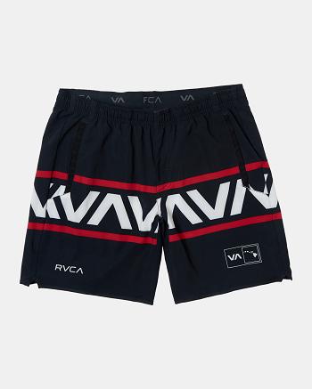 Black Rvca Hawaii Banded Yogger Stretch 17 Technical Men's Shorts | ZUSNQ93645