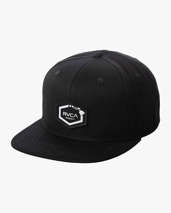 Black Rvca Island Hex Snapback Men's Hats | DUSVO26829