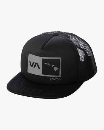 Black Rvca Islands Balance Box Trucker Men's Hats | PUSER38069