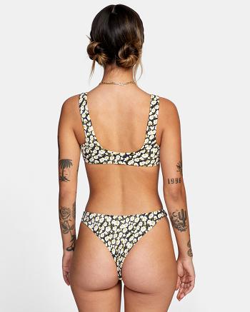 Black Rvca June Bloom Skimpy French Women's Bikini Bottoms | SUSNY84649