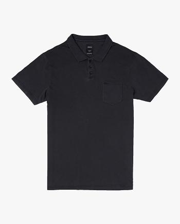 Black Rvca PTC Pigment Polo Men's T shirt | TUSWZ66105