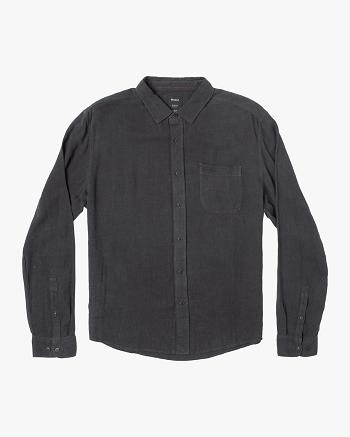 Black Rvca PTC Woven Long Sleeve Men's T shirt | USJBT62836