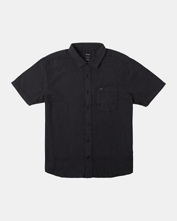 Black Rvca PTC Woven Short Sleeve Men's T shirt | TUSWZ61370