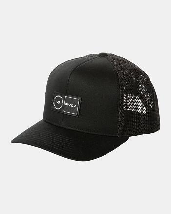 Black Rvca Platform Trucker Men's Hats | MUSFT45725