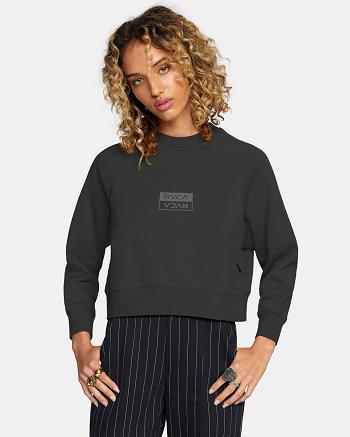 Black Rvca RVCA Bar Crewneck Sweatshirt Women's Loungewear | USEGJ90777