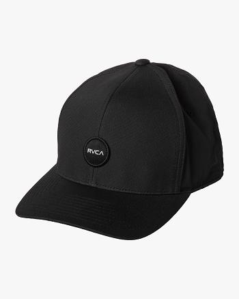 Black Rvca Seasons Flexfit Men's Hats | EUSHC33665