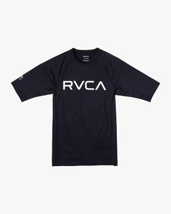 Black Rvca Short Sleeve Boys' Rashguard | YUSGT13329