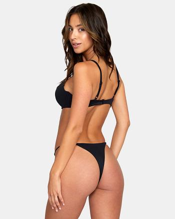 Black Rvca Solid Ultra Skimpy Women's Bikini Bottoms | MUSHR47012