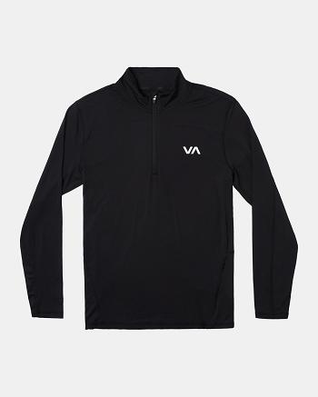 Black Rvca Sport Vent Half-Zip Pullover Men's Long Sleeve | DUSVO18573