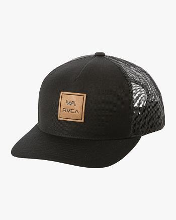 Black Rvca VA All The Way Curved Trucker Boys' Hats | MUSFT99259