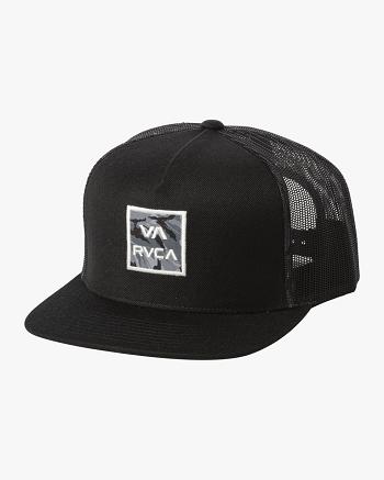 Black Rvca VA All The Way Printed Trucker Boys' Hats | USQAV71716
