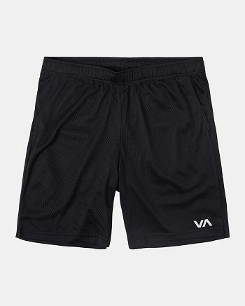 Black Rvca VA Mesh II Elastic Men's Running Shorts | USJZR59753