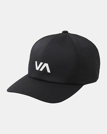 Black Rvca Vent Perforated Clipback II Men's Hats | QUSUV24074