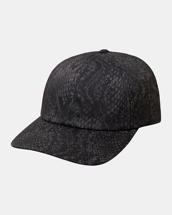 Black Snake Rvca Vent Perforated Clipback II Men's Hats | QUSUV35631
