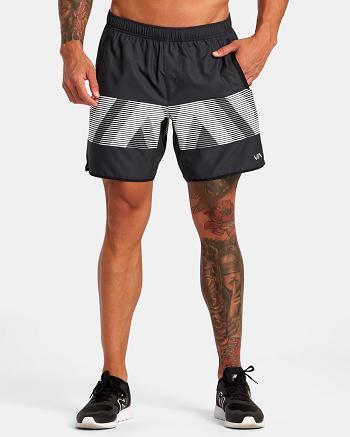 Black Va Blur Rvca Yogger IV Elastic 17 Men's Shorts | TUSPQ84678