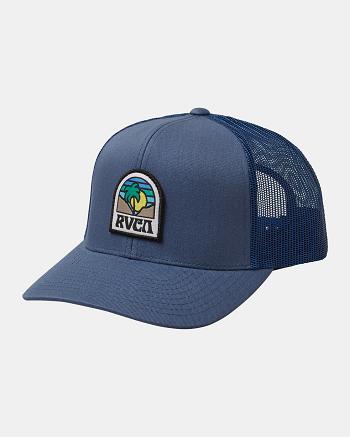 Blue Rvca Sundowner Trucker Men's Hats | TUSPQ59889