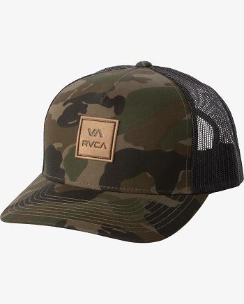 Camo Rvca VA All The Way Curved Brim Trucker Men's Hats | USNEJ46891