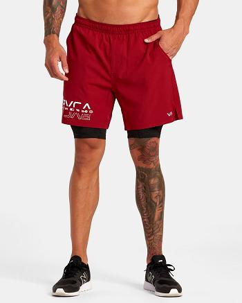 Cardinal Rvca Yogger Train 2-In-1 Elastic Workout 17 Men's Shorts | DUSKV88500