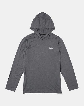 Charcoal Heather Rvca Sport Vent Technical Hooded Men's Hoodie | USXBR59005