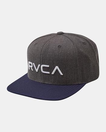 Charcoal Heather Rvca Twill Snapback II Men's Hats | USIIZ63650
