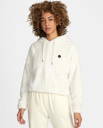 Cloud Rvca Fuzzy Zip-Up Fleece Hoodie Women's Loungewear | FUSUI33554