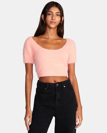 Coral Rvca Murray Cropped Women's Sweaters | USEAH84185