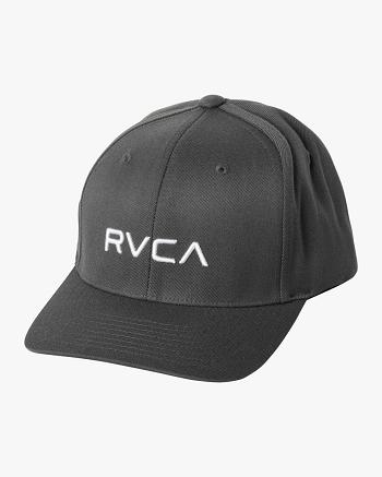 Dark Grey Rvca FlexFit Men's Hats | MUSHR66230