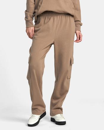 Dark Khaki Rvca Test Drive Cargo Sweatpants Women's Loungewear | XUSGW75596