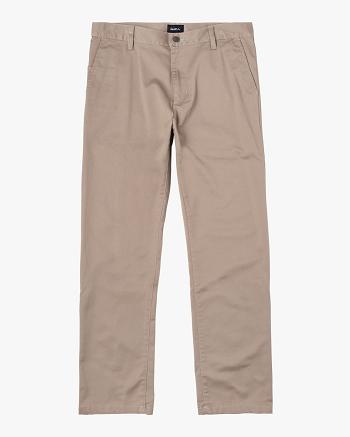 Dark Khaki Rvca Weekend Stretch Chino Men's Pants | QUSUV85161