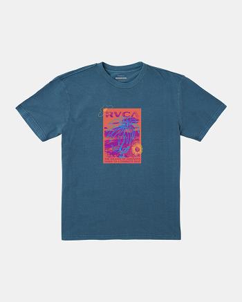 Duck Blue Rvca Atomic Jam - T-Shirt Men's Short Sleeve | YUSVQ38705