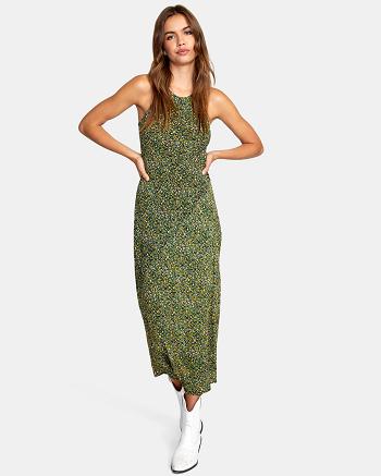 Dusky Green Rvca Exile Sun Women's Dress | USQAV40311