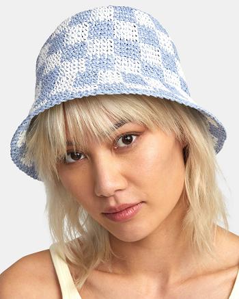 Dusty Blue Rvca Laguna Straw Bucket Women's Hats | YUSVQ28394