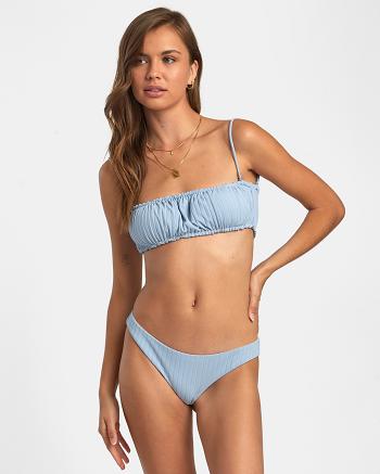 Dusty Blue Rvca Wide Rib 2-Way Bandeau Women's Bikini Tops | LUSSX39055