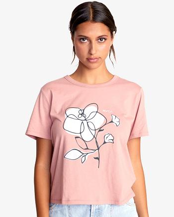 Dusty Rose Rvca Posy Graphic Women's T shirt | USZPD77550