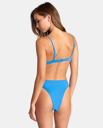 Enamel Blue Rvca Solid High Rise Cheeky Women's Bikini Bottoms | UUSND97067