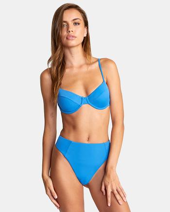 Enamel Blue Rvca Solid Underwire Women's Bikini Tops | XUSGW39596