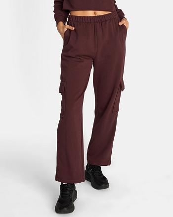 Espresso Rvca Test Drive Cargo Sweatpants Women's Loungewear | USZPD65552