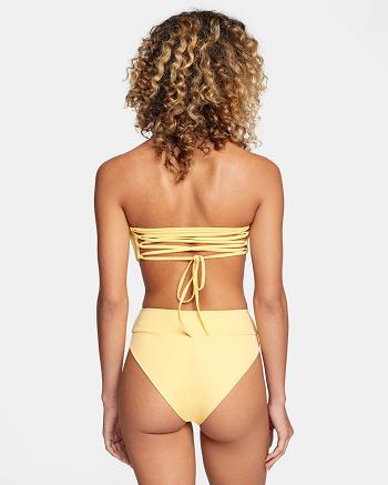 Gold Rvca High-Rise Cheeky Women's Bikini Bottoms | YUSVQ69346